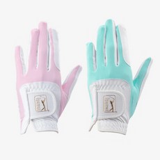 藍鯨高爾夫 PGA TOUR 高爾夫彈性布防滑女生手套（雙）#PGL1017，舒適透氣，加強防滑，提升握桿力道, 4白綠,L號 21~22cm, 1個