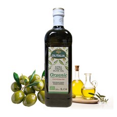 올리타리아 저온압착 유기농 엑스트라버진 저속노화 올리브 오일, 1L, 1개