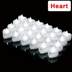크리스마스 줄조명 인테리어 무드등 트리전구 LED 별조명 야외 캠핑 태양열 12/1Pcs Flameless LED 촛불 조, 03 White-B(Heart), 01 1Pcs