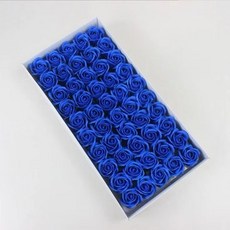 情人節禮物首選：桃園熱銷三層仿真香皂玫瑰花束，浪漫香氛，持久保存, 1個, 藍色玫瑰一盒50朵 送花桿, 藍色玫瑰一盒50朵 送花桿