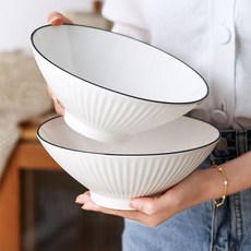 예니브 일본식 대용량 라면그릇 1000ML 도자기 그릇 우동그릇 세트, 화이트, 2개
