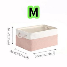 대용량 접이식 수납함 수납 있는 바구니 거실 정리함 손잡이가 패브릭 잡화, white pink M, 1개