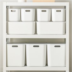 국내생산 그라미 팬트리 수납 정리함 리빙박스(뚜껑포함) 3size, S, 화이트, 1개