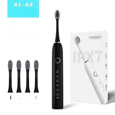샤인픽스토어 초음파칫솔 충전식 전동 진동 충전 전기, 1개, A8 블랙 4개 헤드 [중국어 버전], 기본 모델명/품번