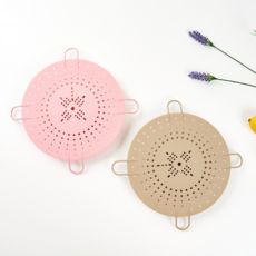 4耳矽膠蒸籃墊 2件組, 玫粉色+米色, 1組