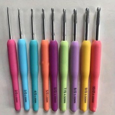 무지개 색상 코바늘 매끄럽고 내구성 알루미늄 산화물 바늘 재미있는 공예 밝은, 1개