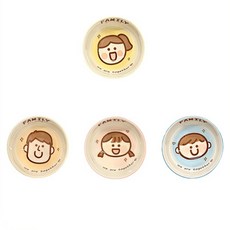 StarR 해피 패밀리 디자인 공기 4개입, 옐로 화이트 블루 핑크, 1세트