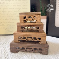 雞翅木底座 正方形雕花底座 水晶藝品盆栽墊高架 中式實木增高底座, 1個