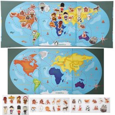 4세 어린이집 원주민 동물 세계지도 자석퍼즐 논리지능UP 홈스쿨링 조카선물 EQ, 31피스, 1개