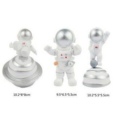 우주인 케이크 장식 항공우주 달 우주 비행기 로켓 소년 생일, 1개, PVC실버우주인3개 B