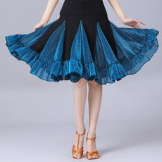 와우진플 라인 사교 댄스 치마 공연복, 블루블랙