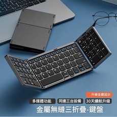 金屬無縫三摺疊藍芽鍵盤 觸控版 同連三台設備, N9灰黑色三折 單鍵盤, 如圖, 人體工學