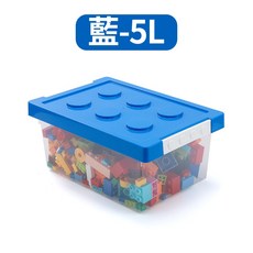 卡扣式積木造型收納箱 5L, 1個, 藍 - 5L