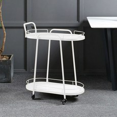 서빙 카페용 디저트 트롤리 웨건 선반 수납 룸서비스, 기본구성, 1개, 화이트 2단 스노우화이트