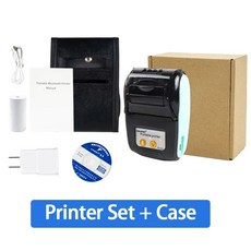 58mm 휴대용 미니 열전 프린터 영수증 무선 티켓 안드 경량 모바일 블루투스, Gr n Case, EU 플러그