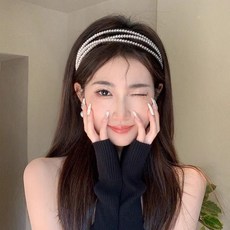 珍珠髮箍 女 法式浪漫頭飾, 1個, 三層珍珠頭箍1個輕熟少女