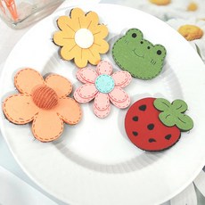 兒童髮帶瀏海貼髮貼：可愛蝴蝶結魔鬼氈洗臉髮帶，寶寶髮飾多款可選, 001#青蛙花朵5件套, 1個