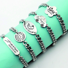 [깊은각인] 써지컬스틸 굵은체인 팔찌 미아방지팔찌, 실버, 1개