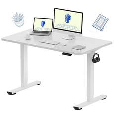 플렉스스팟 EN1 원피스 스탠딩 데스크 48인치 x 24인치 심리스 데스크톱 전기 높이 조절 가능한 홈 오피스용 책상 멀티 모니터 설정 및 간편한 조립 화이트, White, 48x24"SinglePiece