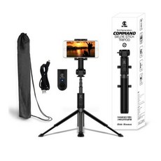 노엘룸 휴대용 블루투스 스마트폰 셀카봉 삼각대 충전식 리모컨 포함 알류미늄바디, 1개, 블랙, 커멘드3세대