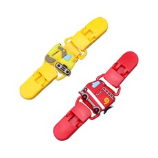 雪倫小舖 2條裝手帕夾 防掉夾 幼兒園手帕夾 雙頭防掉夾 口水巾夾, F, 紅黃挖機組合, 1個