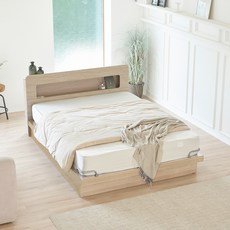 하포스 로망스 평상형 E0 LED 수납 헤드 침대 S SS D Q (매트포함 지정일설치), HP로망스(오크), 슈퍼싱글, 9존독립 화이트(CL라텍스), 오크