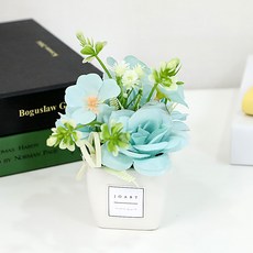 납골당 인테리어 장미 조화 꽃 믹스로즈 미니 조화화분, 1개, 블루