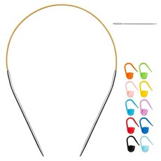 40.6cm(16인치) 스테인리스 스틸 원형 뜨개질 바늘 미국 사이즈 2.5(3mm) 초보자를 위한 매직 루프가 있는 금속 양말 크리스마스 스타킹 모자 부츠용 고정 바, 사이즈 US 2.5 (3.0mm)