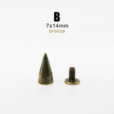 10 세트 금속 장식 펑크 탄두 스파이크 가죽 공예 스터드 벨트 리벳 DIY 자켓 신발 가방 스크류, B bronze