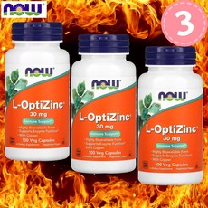 나우푸드 ZINC 징크 아연 30mg 100캡슐 L-OptiZinc 3개, 100정