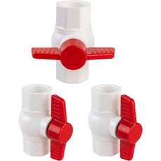 LESSO 2개 세트 34인치 PVC 볼 밸브 물 차단 슬립 파이프 피팅 150 PSI 정격 소켓 흰색, 1/2인치