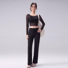 真兩件式速乾瑜伽罩衫透氣網紗上衣高腰直筒闊腿長褲健身套裝