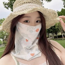 防曬面罩 夏季全臉防曬面罩女開車騎行防紫外線圍脖面紗口罩遮脖子護頸脖套, 米色雛菊, 1個