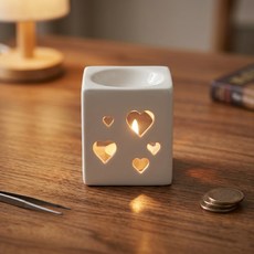 세라믹 아로마 오일버너 캔들 램프, 1개, 하트