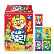 팔도 뽀로로 말랑말랑 과일맛 쁘띠 젤리 18gx40개샤인머스켓+애플망고맛혼합, 18g, 40개