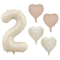 파파 파티 크림 하트 대형 숫자 기념일 생일 풍선 세트, 1세트, 크림 2 + 하트4p