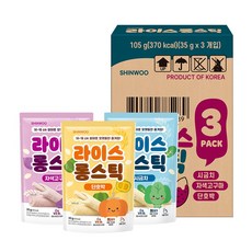 [아이배냇]롱떡뻥 신우 라이스롱스틱 3종 자색고구마 1봉+단호박 1봉+시금치 1봉, 1개