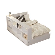 [리뷰이벤트] 파로마 큐브A 책장형 수납침대 슈퍼싱글 SS 20T라텍폼스매트리스, 화이트 A01