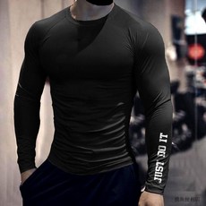 彈力速乾訓練運動緊身衣長袖T恤 男子秋冬跑步打底衫 - 臺灣出貨