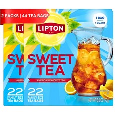 Lipton Southern Sweet 아이스 티백 패밀리 사이즈 스위트 티 티백 총 44개(22개입 - 2팩) 핫 또는 아이스 브루잉을 위한 부드럽고 맛있는 홍차, Lipton Southern Sweet 아이스 티백,