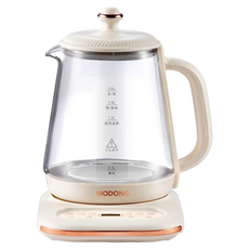 LADUTA 拉布塔 全自動養生壺 多功能煮茶煮粥熬湯, 1個, 白色陶瓷釉防糊底(帶濾網+燉盅）, 杏色, 1.6L