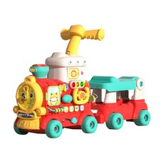 JoyBaby 5合1多功能蒸氣火車學步車，聲光益智玩具，寶寶學步好幫手，生日禮物首選, 紅-電池款, 1個