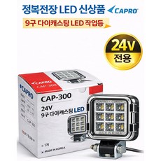대성부품 정복전장 CAP-300 24V 9구 다이캐스팅 LED 작업등 24W 국산 사각 안개등 보조등 전조등 화물차 대형트럭 중장비 특장차용, ,, 1개