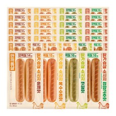 한끼통살 닭가슴살 소시지 더블 전체 혼합 30개입, 30개, 100g
