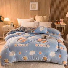 더블 이불 벨벳 퀼트 스티치 매우 따뜻한 겨울 캐시미어 울 퀼팅 담요 두꺼운 침대, 없음