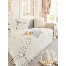 고양이 긁힘 방지 소파 커버 전면 사계절용 방석, 두꺼운 반모직 은행잎 그레이