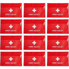 구급 가방 비움 미니 파우치 키트 벌크 비상 여행 및 야외용 지퍼 빨간색 12팩 4.3 * 6.3인치