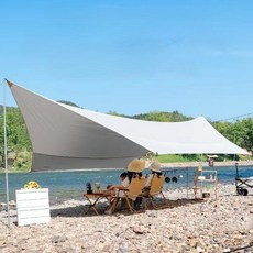 크크라이프 아웃도어 실버 블랙 코팅 헥사 타프, 실버코팅, 베이지