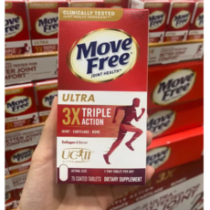 Move Free 葡萄糖胺 軟骨素 3倍三重功效 75顆裝 膳食補充品, 紅, 1個裝