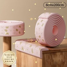 프린트 무늬 무접착 코너 안전가드 무자국 보호패드 가정용 벽 모서리 보호 스트립, 곰돌 핑크, 1개